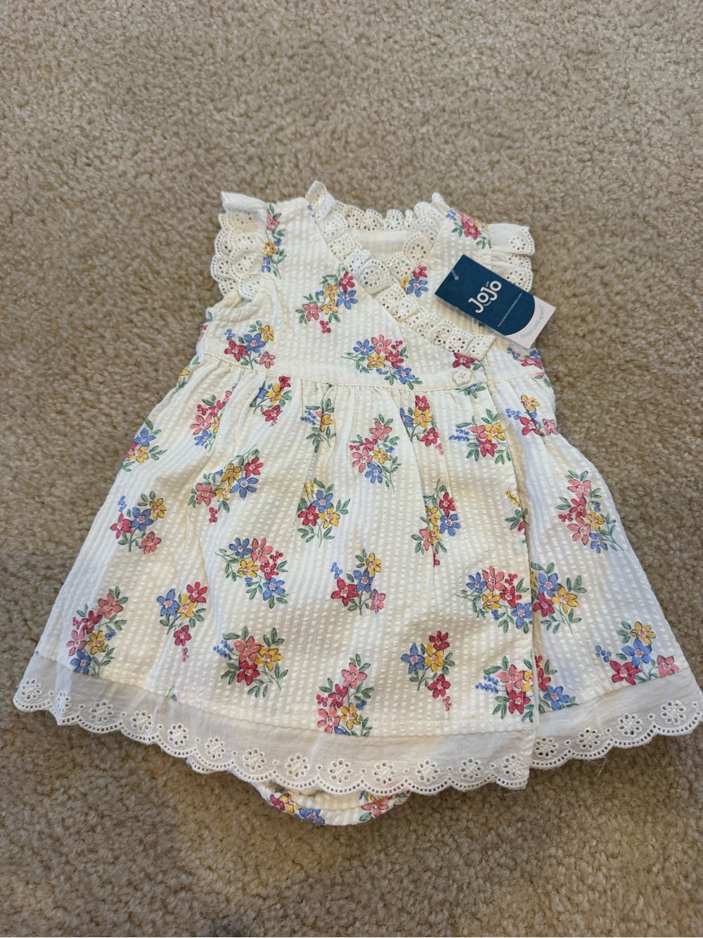 White Floral Lace-Trim Baby Dress - NWT